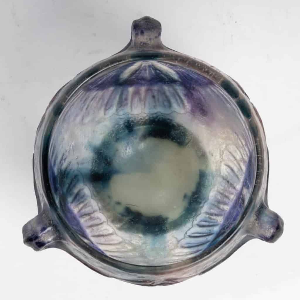 Coupe « Lotus » pâte de verre bleu, violet et turquoise de Gabriel ARGY-ROUSSEAU | Biron Coupe "Lotus" pâte de verre bleu, violet et turquoise de Gabriel ARGY-ROUSSEAU