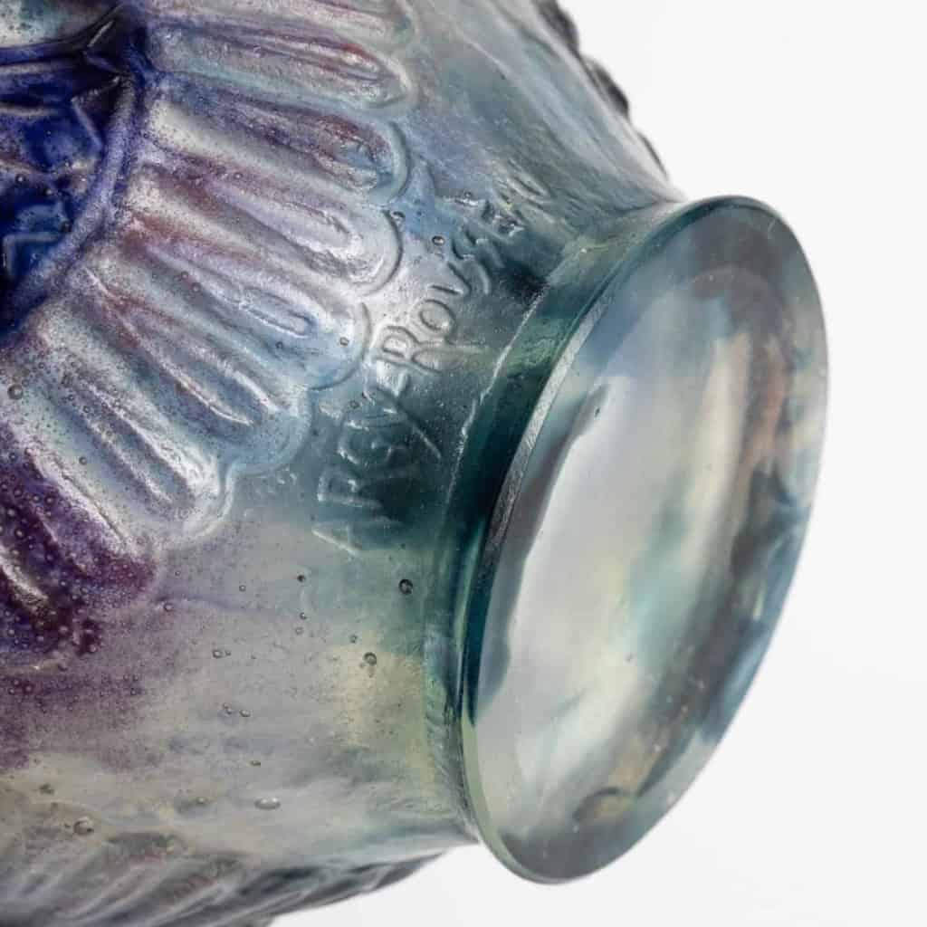 Coupe « Lotus » pâte de verre bleu, violet et turquoise de Gabriel ARGY-ROUSSEAU | Biron Coupe "Lotus" pâte de verre bleu, violet et turquoise de Gabriel ARGY-ROUSSEAU