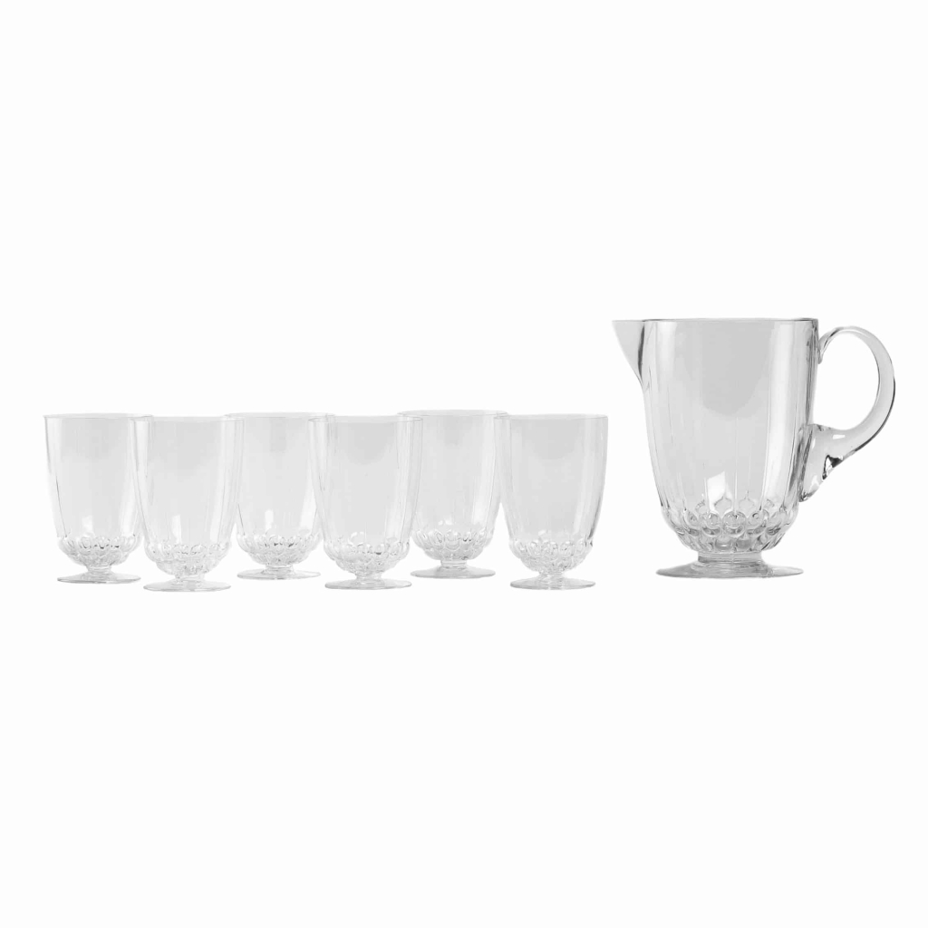 Service à Orangeade « Blois » verre blanc de René LALIQUE – 7 pièces | Biron Service à Orangeade "Blois" verre blanc de René LALIQUE - 7 pièces
