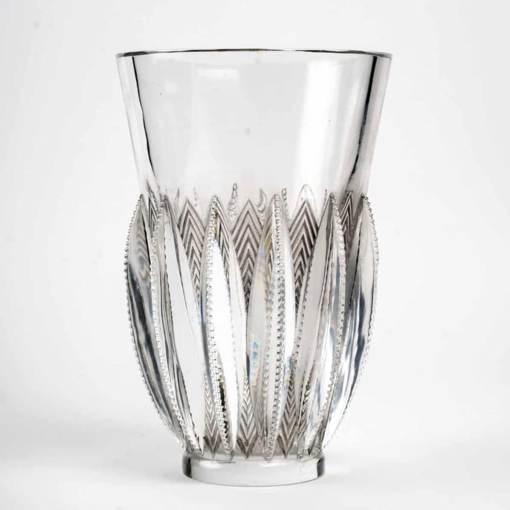 Vase « Gerardmer » verre blanc patiné gris de René LALIQUE | Biron ||||||||