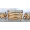 1950/70′ Commode Arbalète Et Paire De Chevets 3 Tiroirs Bois Doré Style Renaissance Italienne 124X49XH91 cm
