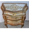 1950/70′ Commode Arbalète Et Paire De Chevets 3 Tiroirs Bois Doré Style Renaissance Italienne 124X49XH91 cm