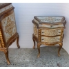 1950/70′ Commode Arbalète Et Paire De Chevets 3 Tiroirs Bois Doré Style Renaissance Italienne 124X49XH91 cm