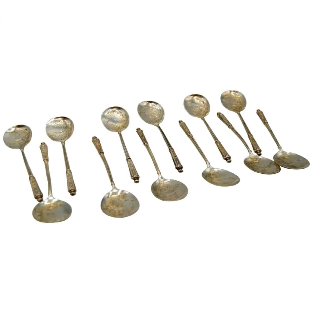 12 petites cuillères en vermeil | Biron ||