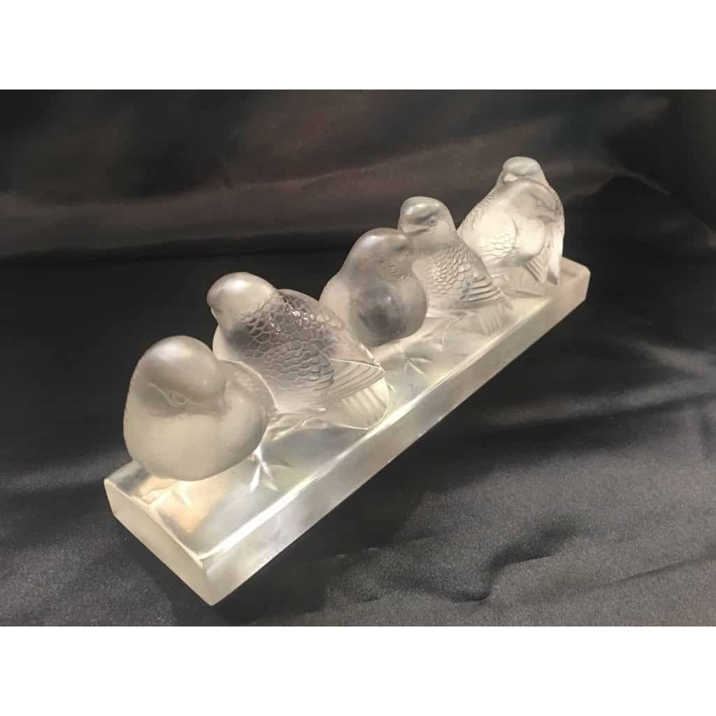 Ensemble de six moineaux sur une branche R. Lalique | Biron Ensemble de six moineaux sur une branche R. Lalique