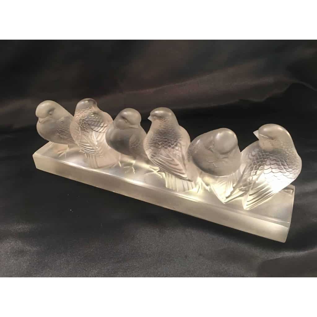 Ensemble de six moineaux sur une branche R. Lalique | Biron Ensemble de six moineaux sur une branche R. Lalique