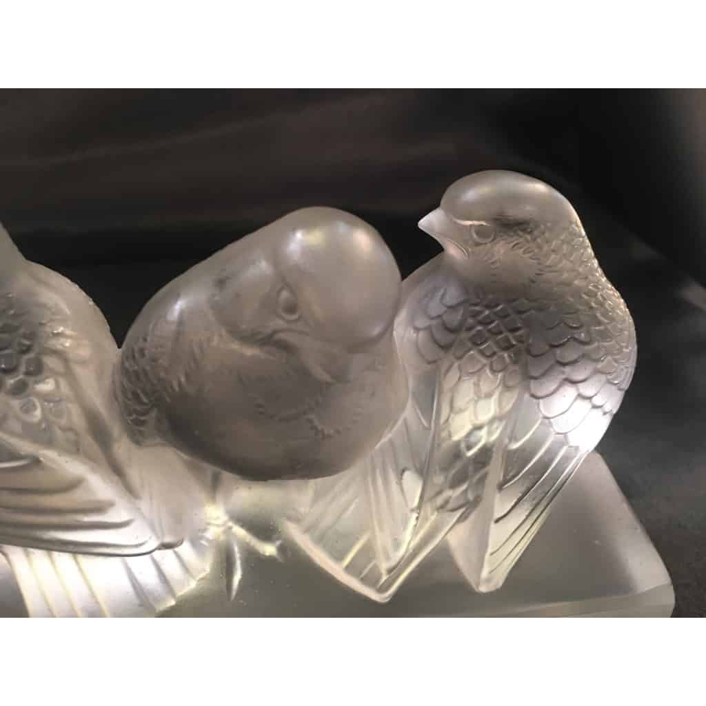 Ensemble de six moineaux sur une branche R. Lalique | Biron Ensemble de six moineaux sur une branche R. Lalique