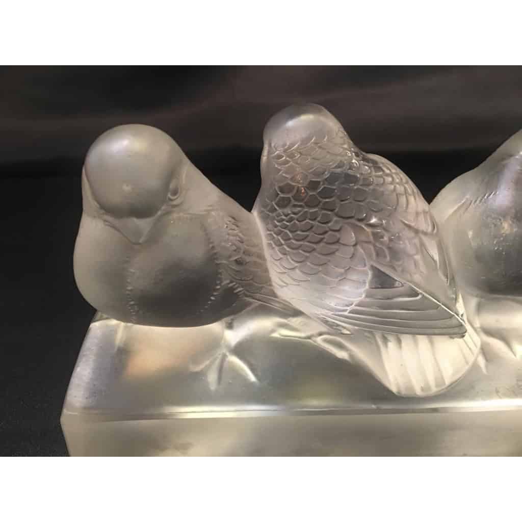 Ensemble de six moineaux sur une branche R. Lalique | Biron Ensemble de six moineaux sur une branche R. Lalique