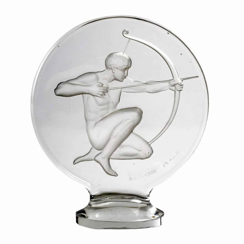 Mascotte Bouchon de Radiateur « Archer » verre blanc de René LALIQUE | Biron |||||||