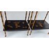 1950′ Paire de Tables Maison Baguès Décor Bambou en Bronze Doré Avec Plateaux Laque de Chine 40 X 30 X H 58