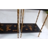 1950′ Paire de Tables Maison Baguès Décor Bambou en Bronze Doré Avec Plateaux Laque de Chine 40 X 30 X H 58