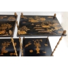 1950′ Paire de Tables Maison Baguès Décor Bambou en Bronze Doré Avec Plateaux Laque de Chine 40 X 30 X H 58