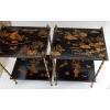 1950′ Paire de Tables Maison Baguès Décor Bambou en Bronze Doré Avec Plateaux Laque de Chine 40 X 30 X H 58