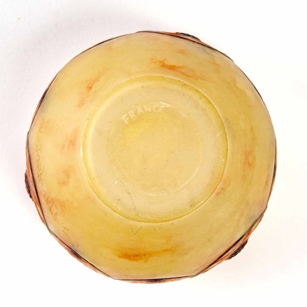 Coupe « Chardons des Alpes » pâte de verre jaune, orange et noir créée par Gabriel ARGY-ROUSSEAU | Biron Coupe "Chardons des Alpes" pâte de verre jaune, orange et noir créée par Gabriel ARGY-ROUSSEAU