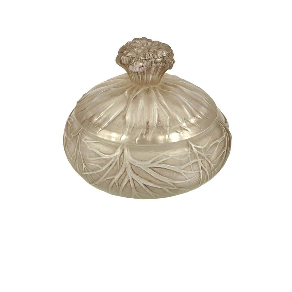 Boîte « Cheveux de Vénus » verre blanc patiné sépia de René LALIQUE | Biron |||||||||