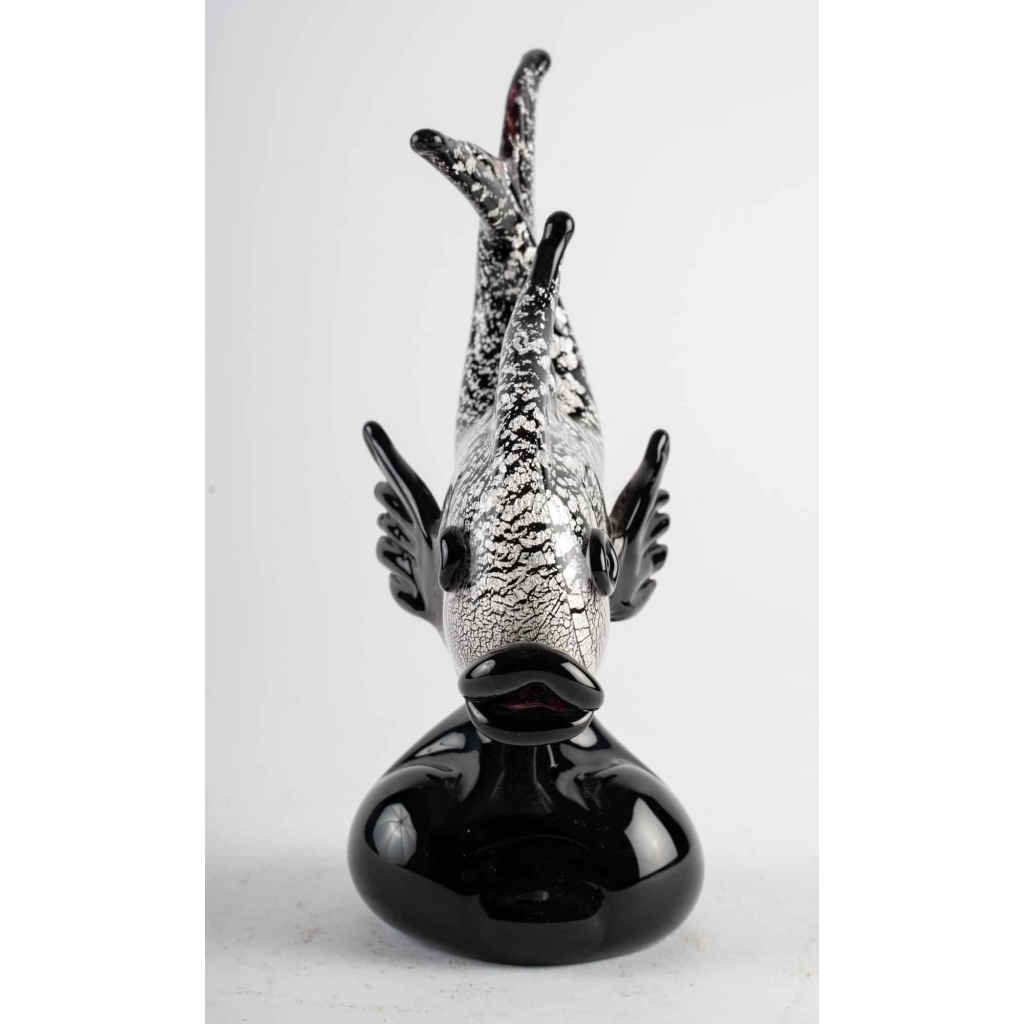 Poisson noir et argent , Murano, années 1950