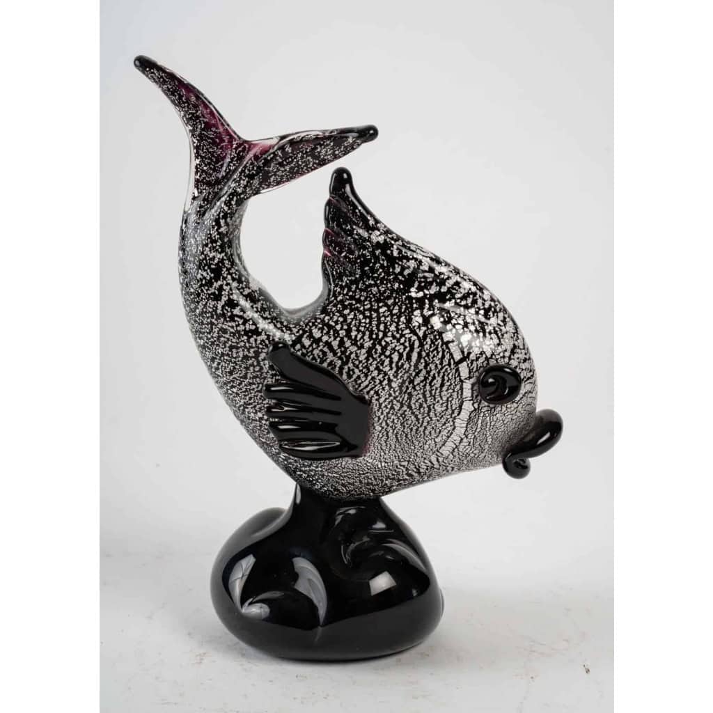 Poisson noir et argent , Murano, années 1950