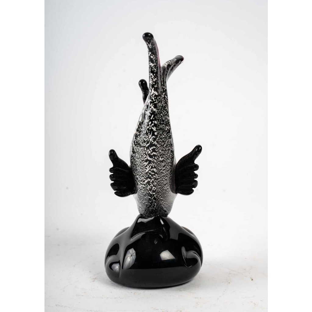Poisson noir et argent , Murano, années 1950