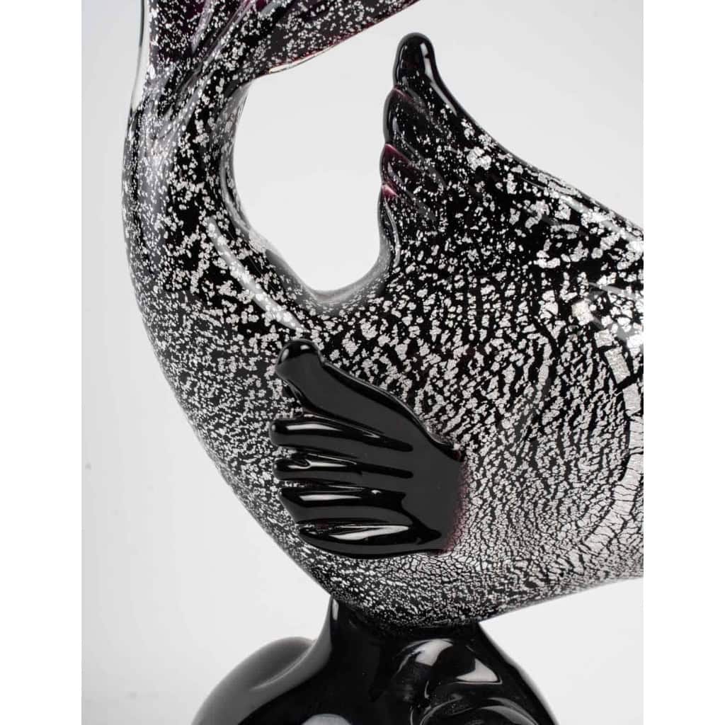 Poisson noir et argent , Murano, années 1950