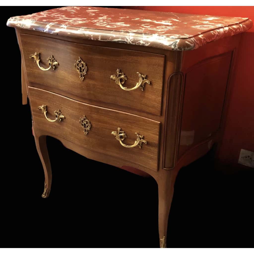 Commode petite sauteuse deux tiroirs en acajou 18è siècle | Biron ||||||