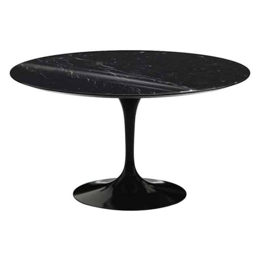 Saarinen & Knoll International – table « tulipe », marbre marquina and Rilsan noir | Biron ||
