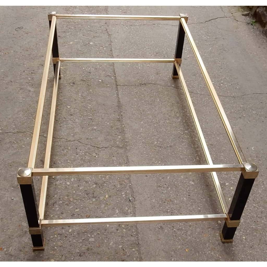 1970′ Table Basse en Métal Laqué Noir Pierre Vandel 128 X 78 cm