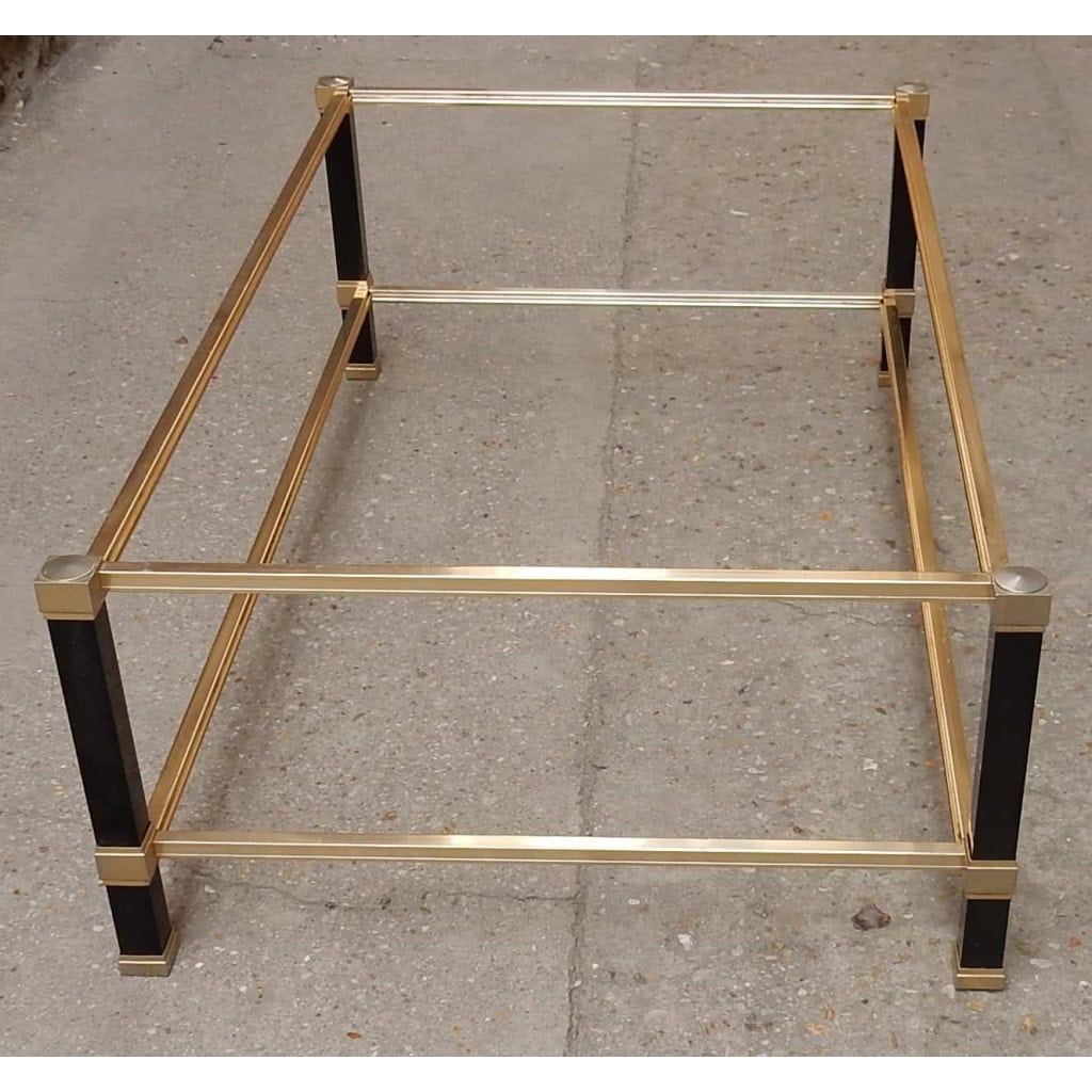1970′ Table Basse en Métal Laqué Noir Pierre Vandel 128 X 78 cm