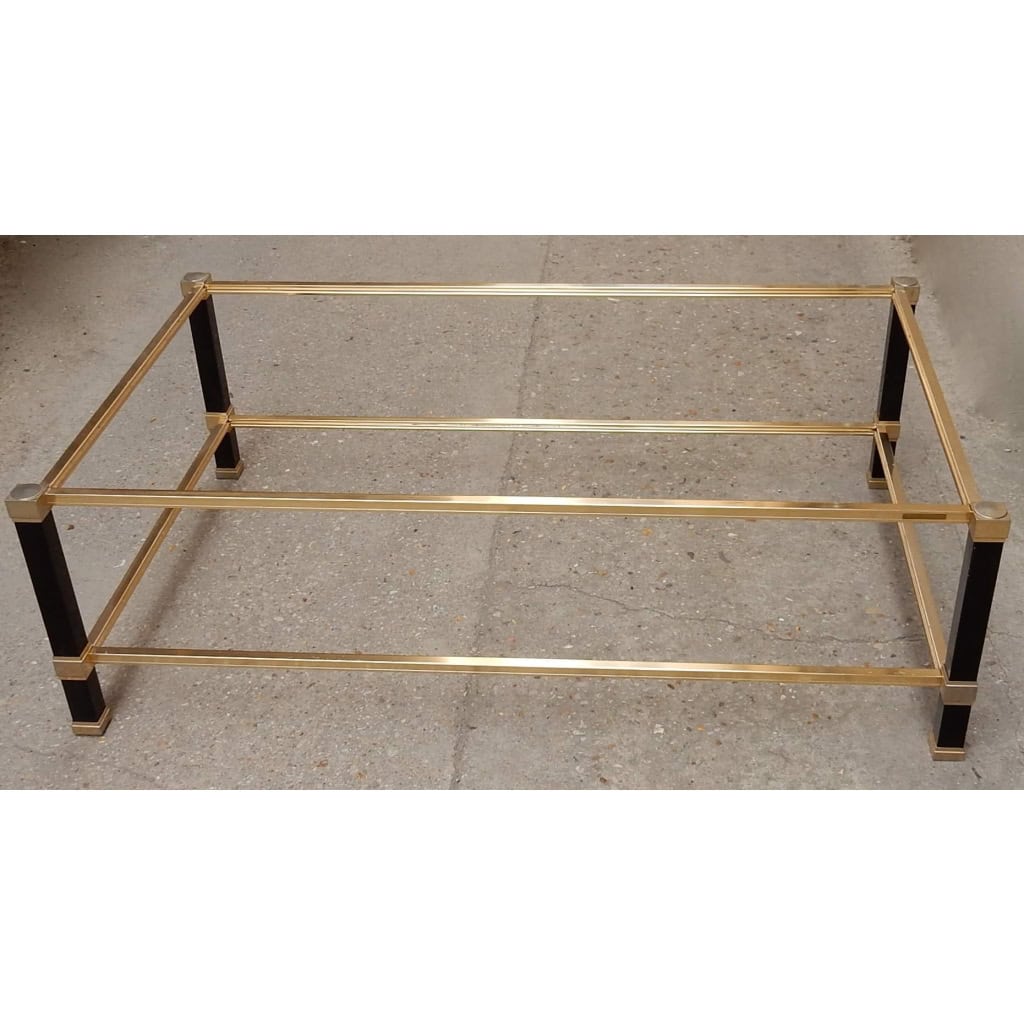 1970′ Table Basse en Métal Laqué Noir Pierre Vandel 128 X 78 cm