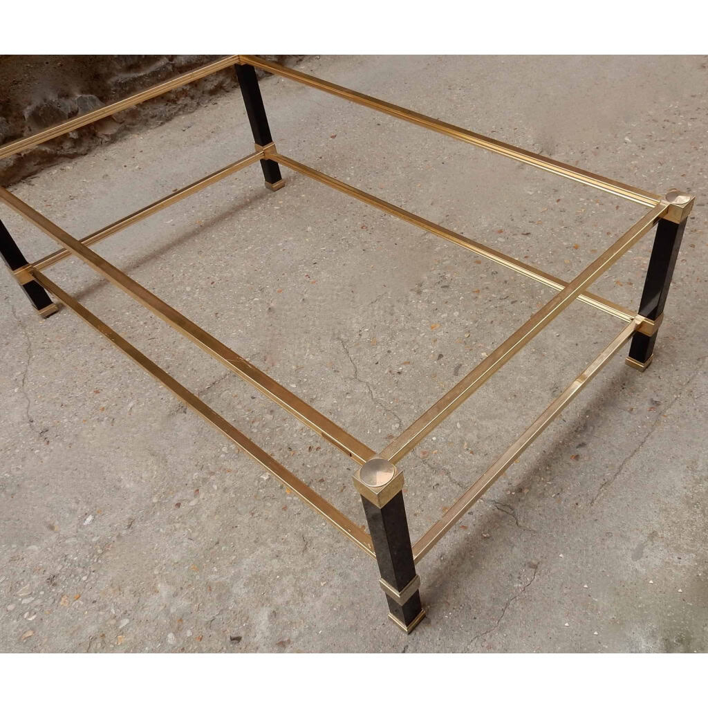 1970′ Table Basse en Métal Laqué Noir Pierre Vandel 128 X 78 cm
