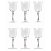Suite de 6 six verres à vin « Barsac » verre blanc patiné gris de René LALIQUE | Biron |||||