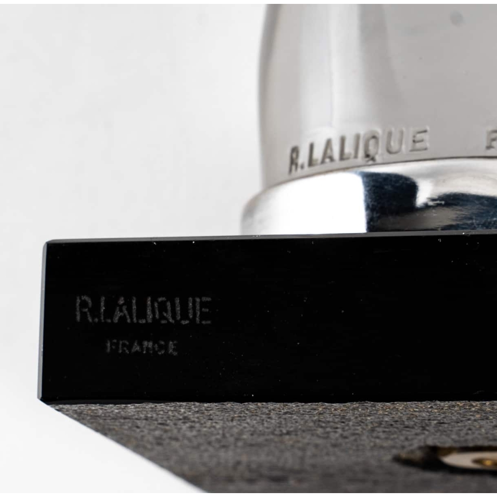 Paire Mascottes Serre-livres « Tête De Bélier » verre blanc sur socle verre noir de René LALIQUE | Biron Paire Mascottes Serre-livres "Tête De Bélier" verre blanc sur socle verre noir de René LALIQUE