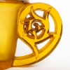 Vase « Pierrefonds » verre jaune ambré satiné à l’acide et patiné sépia de René LALIQUE | Biron Vase "Pierrefonds" verre jaune ambré satiné à l'acide et patiné sépia de René LALIQUE