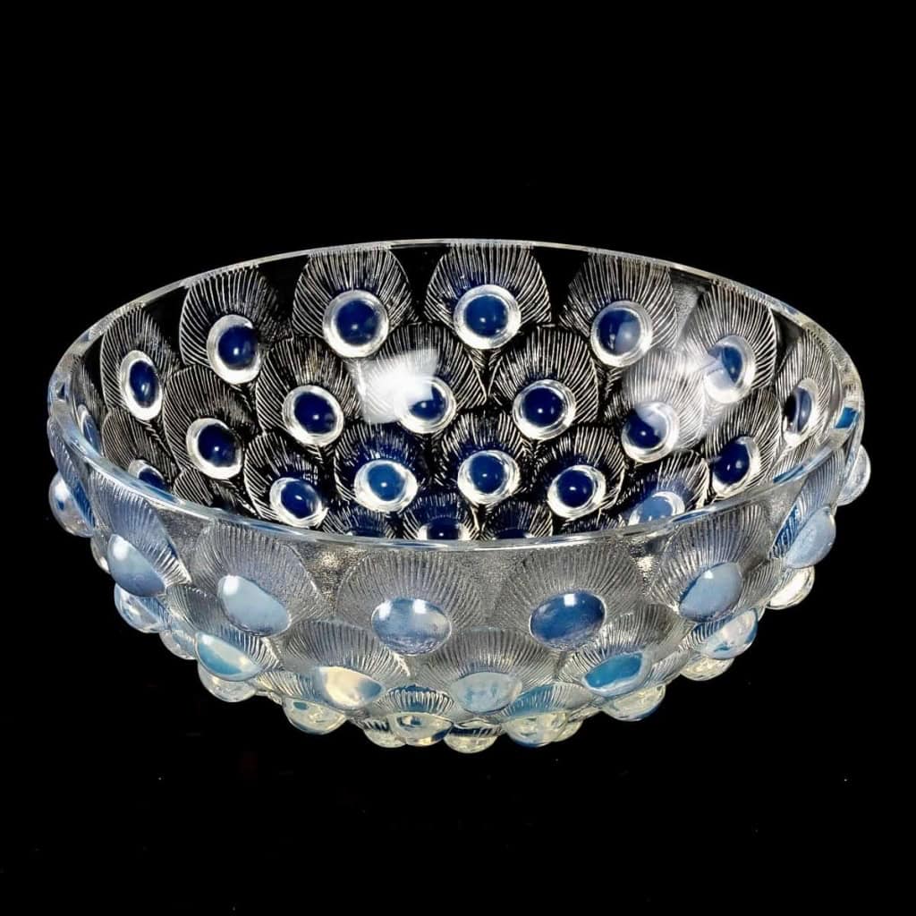 Coupe « Plumes De Paon » verre opalescent de René LALIQUE | Biron |||||||