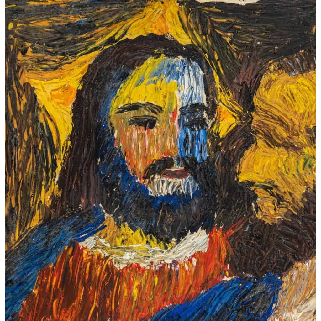 Portrait de Jésus, Huile sur Toile, XX siècle. | Biron Portrait de Jésus, Huile sur Toile, XX siècle.