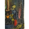 Personnage près d’un Poêle à bois, Huile sur Papier, XX siècle. | Biron Personnage près d'un Poêle à bois, Huile sur Papier, XX siècle.
