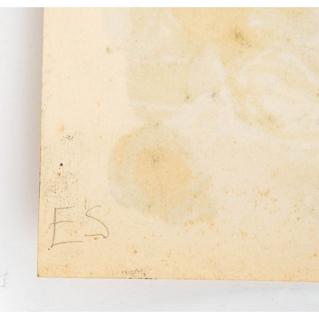 Personnage près d’un Poêle à bois, Huile sur Papier, XX siècle. | Biron Personnage près d'un Poêle à bois, Huile sur Papier, XX siècle.