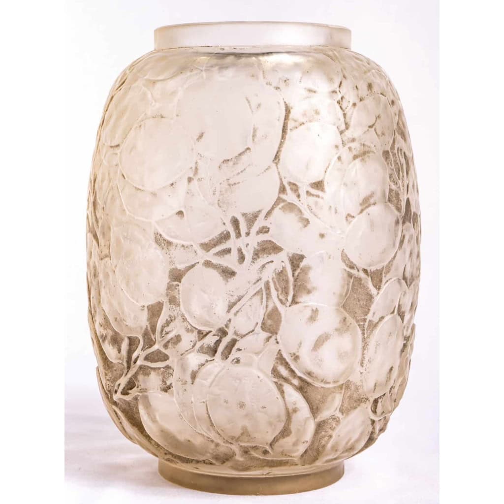 Vase « Monnaie du Pape » verre blanc patiné gris de René LALIQUE | Biron ||||||