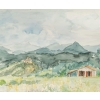 Paysage de Montagne, Aquarelle sur Papier, XX siècle. Evelyne Luez. | Biron Paysage de Montagne, Aquarelle sur Papier, XX siècle. Evelyne Luez.