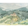 Paysage de Montagne, Aquarelle sur Papier, XX siècle. Evelyne Luez. | Biron Paysage de Montagne, Aquarelle sur Papier, XX siècle. Evelyne Luez.