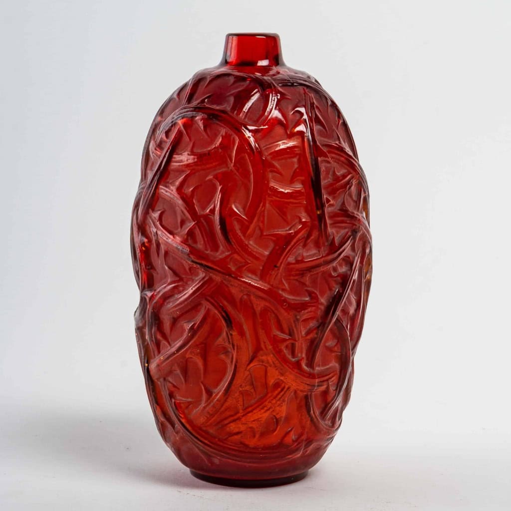 Vase « Ronces » verre rouge double couche de René LALIQUE | Biron Vase "Ronces" verre rouge double couche de René LALIQUE
