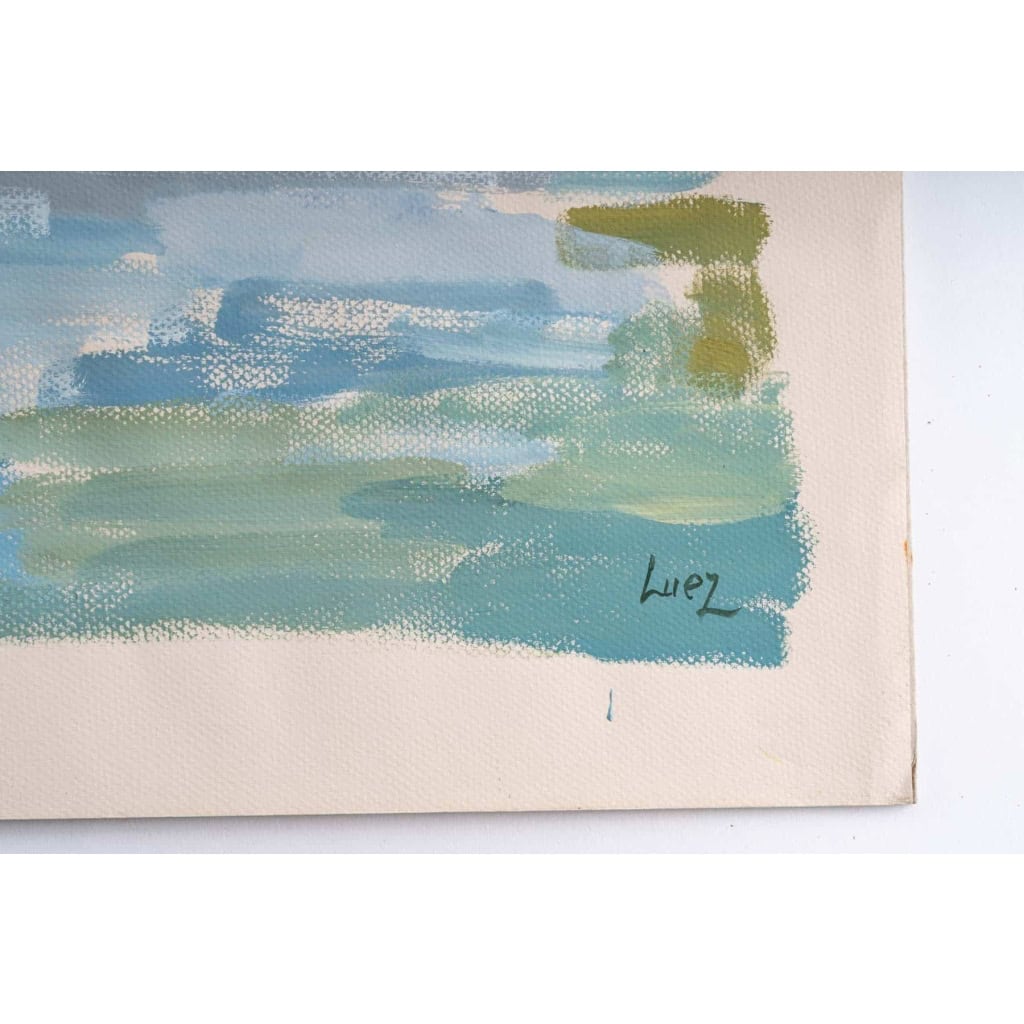 Peinture sur Papier, Paysage Laconique, Lac et campagne, Luez, année 1980. | Biron Peinture sur Papier, Paysage Laconique, Lac et campagne, Luez, année 1980.
