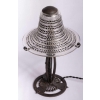 Lampe « Cytise » verre blanc émaillé noir d’origine base fer forgé de René LALIQUE | Biron Lampe "Cytise" verre blanc émaillé noir d'origine base fer forgé de René LALIQUE