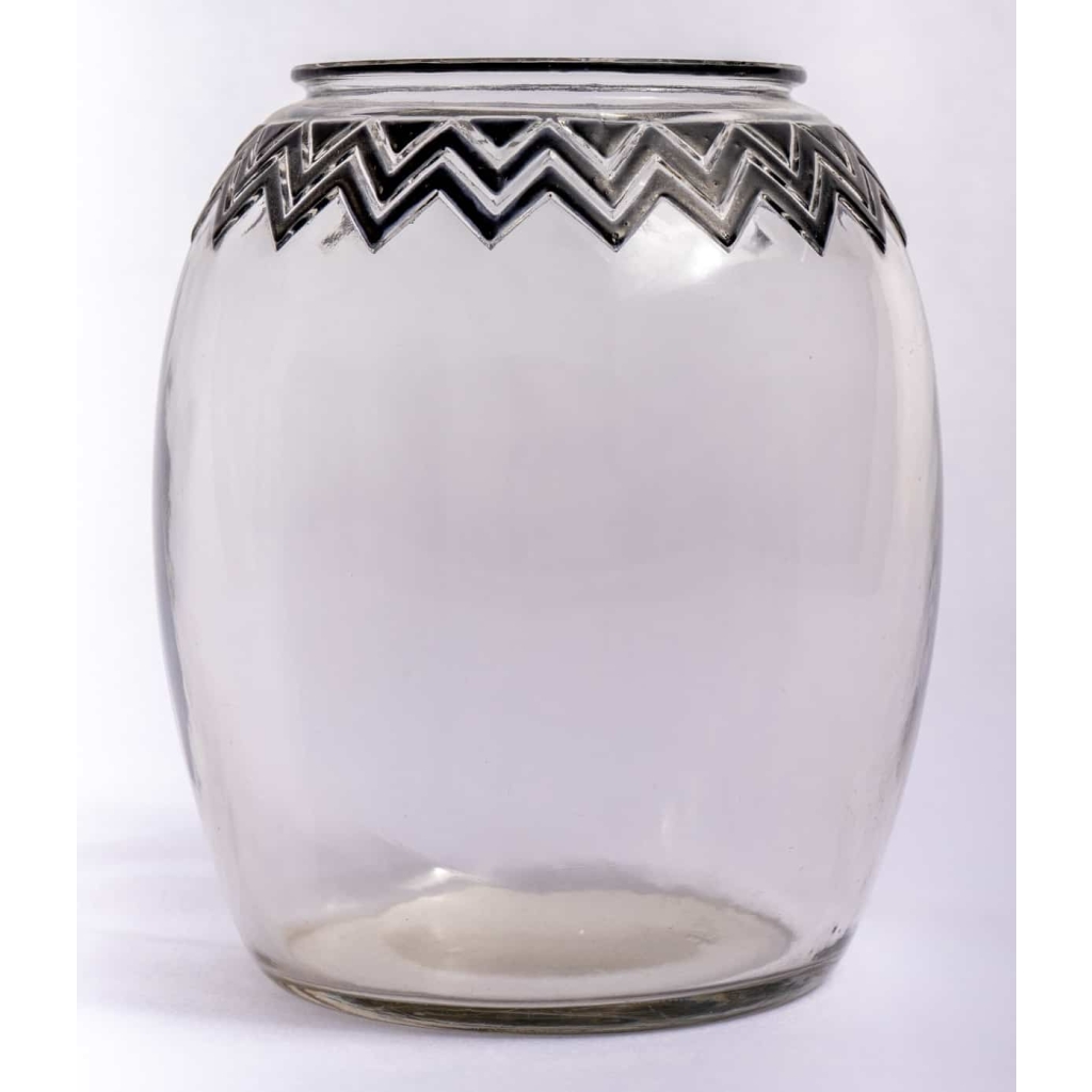 Vase « Koudour » verre blanc émaillé noir d’origine de René LALIQUE | Biron |||||