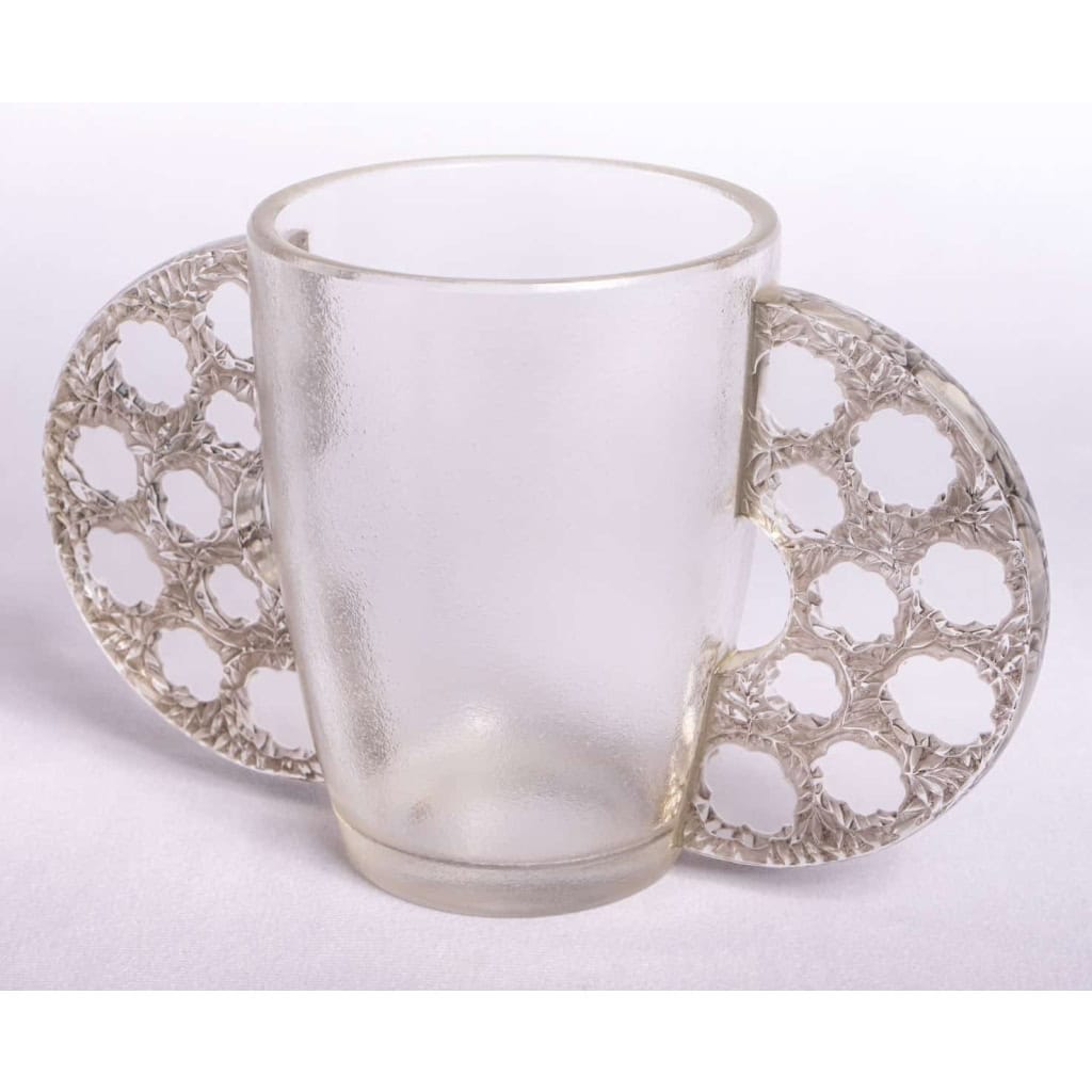Vase « Caudébec » verre blanc patiné gris de René LALIQUE | Biron Vase "Caudébec" verre blanc patiné gris de René LALIQUE
