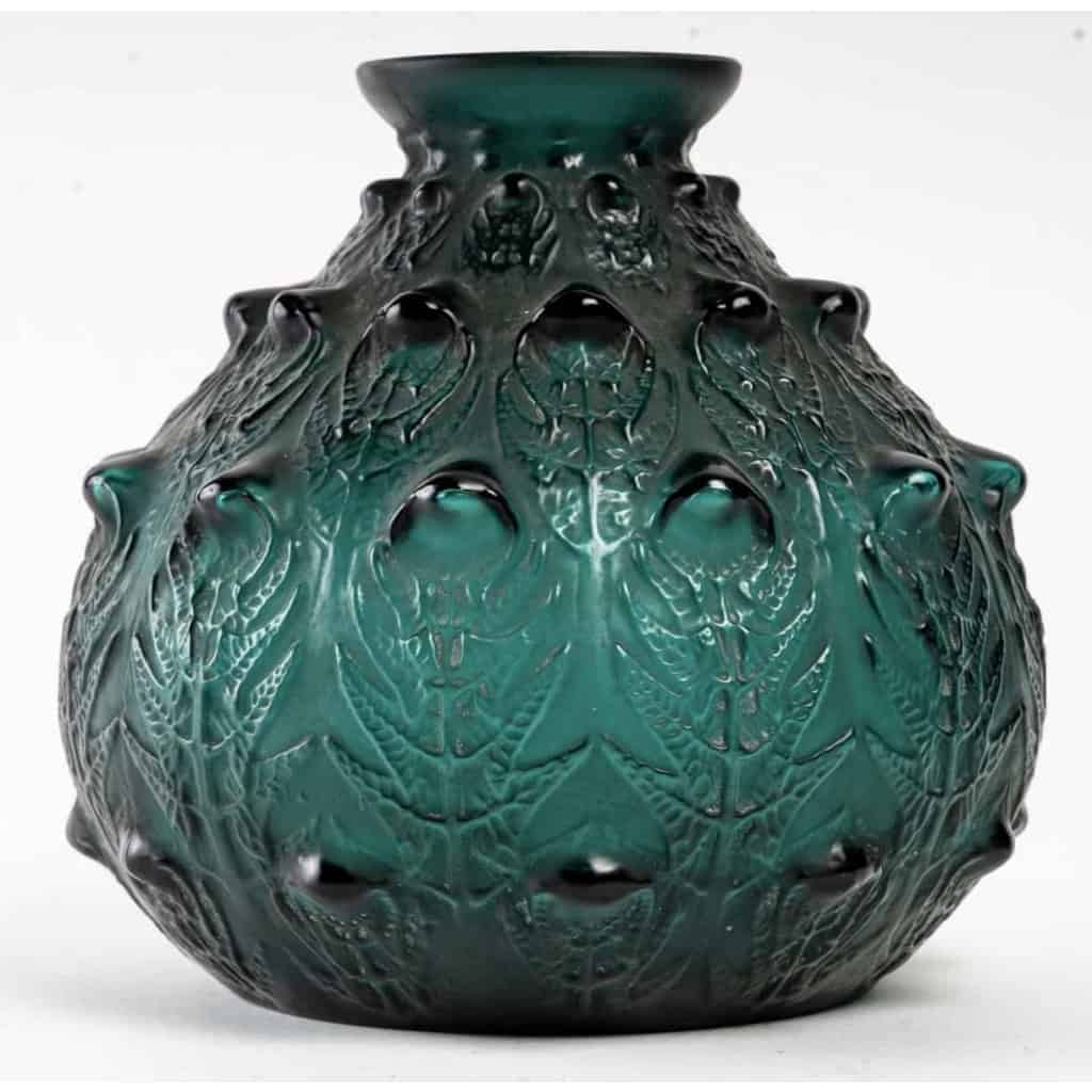 Vase « Fougères » verre vert canard de René LALIQUE | Biron ||||||||