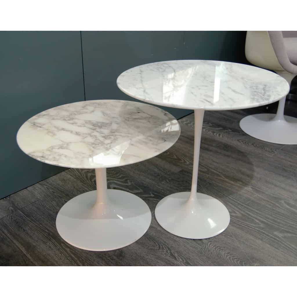 Eero Saarinen & Knoll, gueridons « tulipe » en marbre / tables gigogne, xxème | Biron Eero Saarinen & Knoll, gueridons "tulipe" en marbre / tables gigogne, xxème