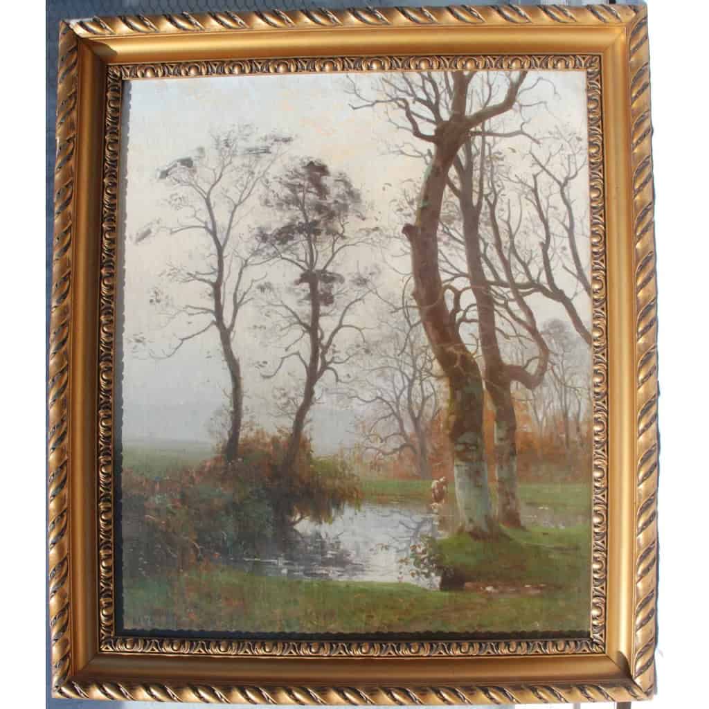 une huile sur toile, paysage signé Rapin | Biron |||||