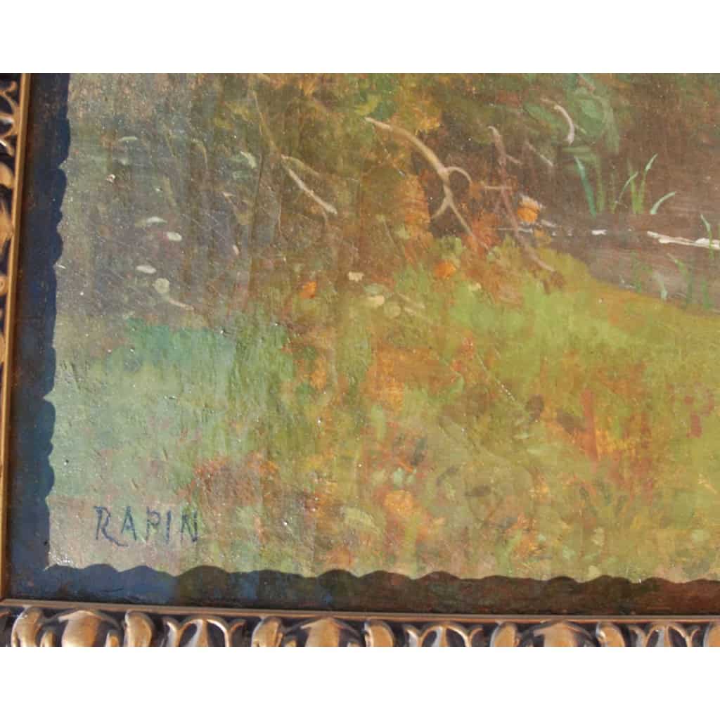 une huile sur toile, paysage signé Rapin | Biron une huile sur toile, paysage signé Rapin