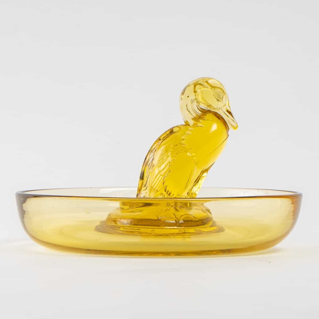 Cendrier Baguier « Canard » verre jaune de René LALIQUE | Biron ||||||||