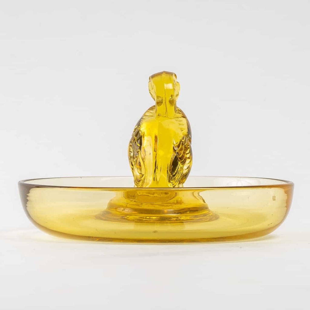 Cendrier Baguier « Canard » verre jaune de René LALIQUE | Biron Cendrier Baguier "Canard" verre jaune de René LALIQUE
